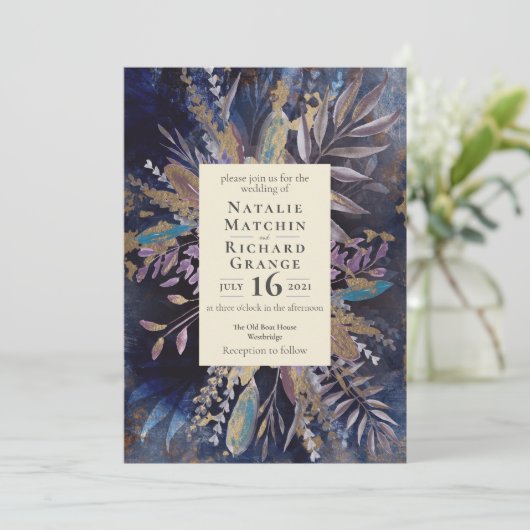 Moody Bouquet botanische bruiloft Kaart (Staand voorkant)