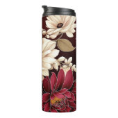 Moody Bourgogne en Cream Bloemen Thermosbeker (Geroteerd rechts)