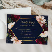 Moody Bourgondië Blush Pioenrozen Marine Bloemen B RSVP Kaartje
