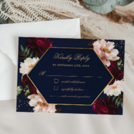 Moody Bourgondië Blush Pioenrozen Marine Bloemen B RSVP Kaartje