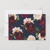 Moody Bourgondië Blush Pioenrozen Marine Bloemen B RSVP Kaartje (Achterkant)