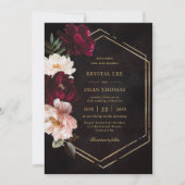 Moody Bourgondië Blush Roze Bloemen Pioenrozen Bru Kaart (Voorkant)