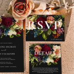 Moody Bourgondië en zwart winter bloemenbruiloft RSVP Kaartje<br><div class="desc">Moody Bourgondië Floral Wedding Collectie, een boeiende mix van diepe, rijke tinten. Met opties in marineblauw, smaragd en gotisch zwart is dit collectie een perfecte match voor elk juweelgetint trouwthema. Van betoverende uitnodigingen tot gecoördineerd briefpapier, onze design leggen de essentie van romance en drama vast. Verhoog je trouwdag met de...</div>