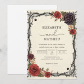 Moody Bourgondië en zwarte botanische gotische bru Kaart (Voorkant / Achterkant)