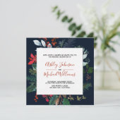 Moody Bourgondië & Navy Blue Floral Lijst Wedding Kaart (Staand voorkant)