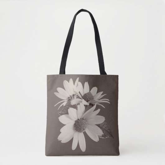 Moody Brown Daisy Custom Monogram Chince Style Tote Bag (Voorkant)