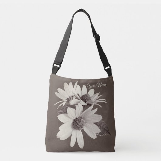 Moody Brown Daisy in warme mocha tonen Crossbody Tas (Voorkant)