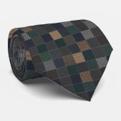 Moody Brown Green & Black Checkered Stropdas (Opgerold)