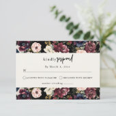 Moody bruiloft briefpapier | Waterverf Bloemen RSV RSVP Kaartje (Staand voorkant)