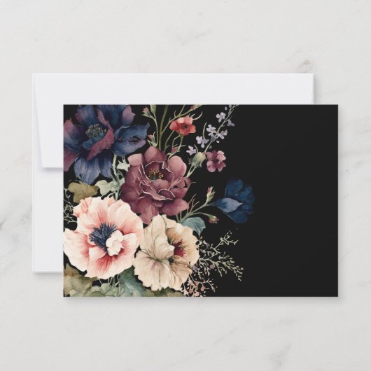 Moody bruiloft briefpapier | Waterverf Bloemen RSV RSVP Kaartje (Achterkant)