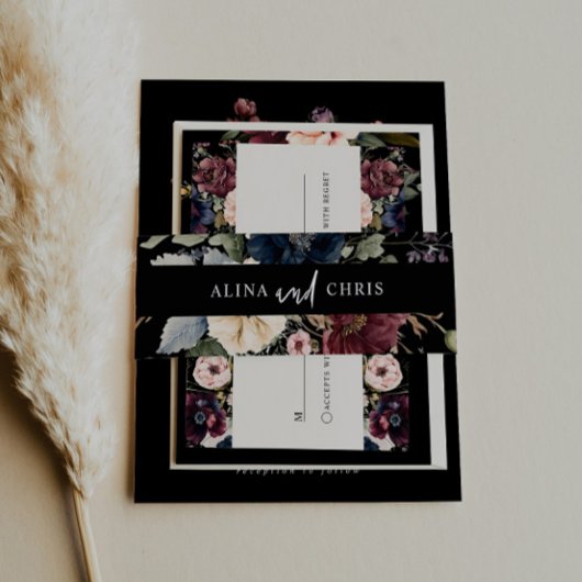 Moody Bruiloft Uitnodiging Belly Band Uitnodigingen Wikkel