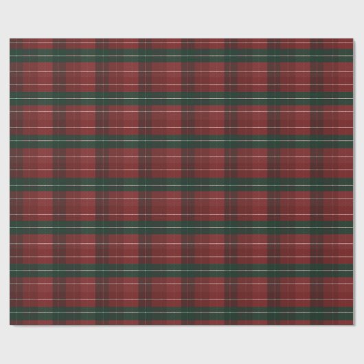 Moody Burgundy and Hunter Green Stripe Plaid Xmas Cadeaupapier (Vlak)
