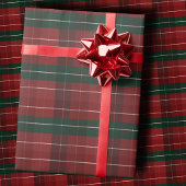 Moody Burgundy and Hunter Green Stripe Plaid Xmas Cadeaupapier