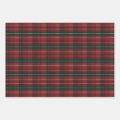 Moody Burgundy and Hunter Green Stripe Plaid Xmas Inpakpapier Vel (Voorkant 3)