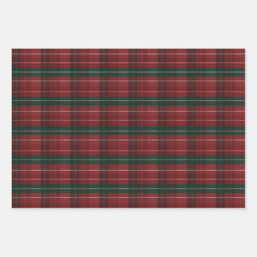 Moody Burgundy and Hunter Green Stripe Plaid Xmas Inpakpapier Vel (Voorkant)