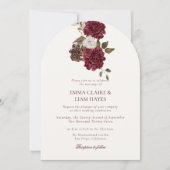 Moody Burgundy Arched Autumn Wedding Invitation Kaart (Voorkant)