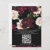 Moody Burgundy Blush Floral QR Code Wedding Kaart (Achterkant)