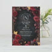 Moody Burgundy Dahlia Fall Wedding Kaart (Staand voorkant)