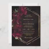 Moody Burgundy Floral Peonies Wedding Kaart (Voorkant)