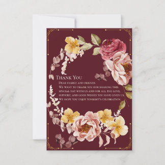 Moody Burgundy Gold Floral Vintage Estate Bedankkaart