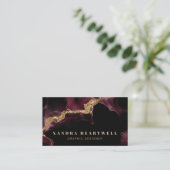 Moody Burgundy Gold Glitter Ink Abstract QR Code Visitekaartje (Staand voorkant)