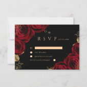 Moody Burgundy Roses Wedding RSVP card (Voorkant)