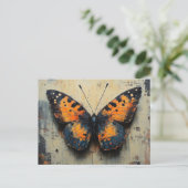 Moody Butterfly on Distressed Wall Briefkaart (Staand voorkant)