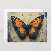 Moody Butterfly on Distressed Wall Briefkaart (Voorkant / Achterkant)