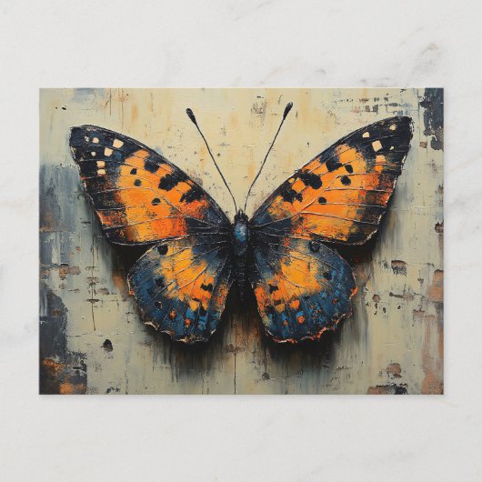 Moody Butterfly on Distressed Wall Briefkaart (Voorkant)