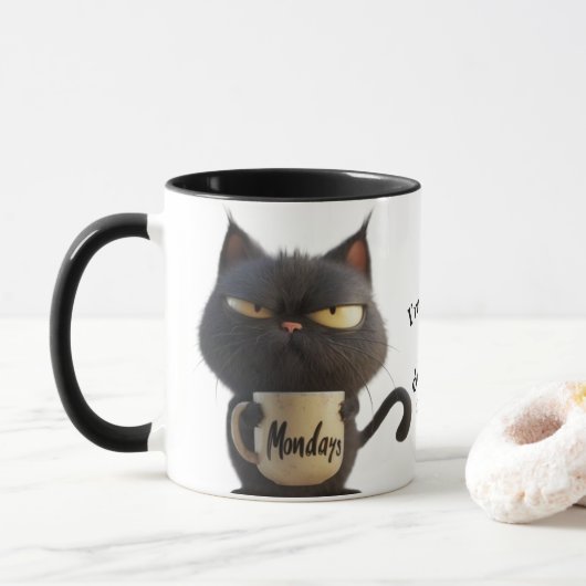 Moody Cat Coffee Mok - Purrfect voor Grumpy Sips (Met donut)