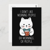 Moody Cat Morning People Coffee Tired Kat Funny Briefkaart (Voorkant / Achterkant)