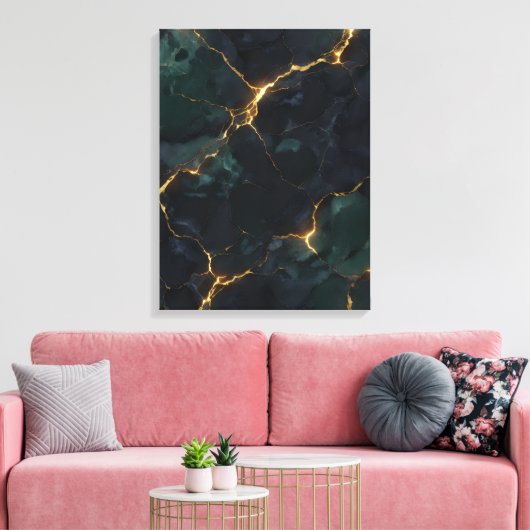 Moody Celestial — Donkere Academics & Kintsugi Sui Canvas Afdruk (Insitu (Woonkamer))