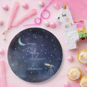 Moody Celestial Sky Moon & Stars Baby shower Papieren Bordje (Feest)