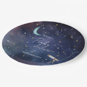 Moody Celestial Sky Moon & Stars Baby shower Papieren Bordje (Gekanteld)