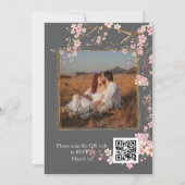 Moody Charcoal and Pink Cherry Blossom Wedding Kaart (Achterkant)