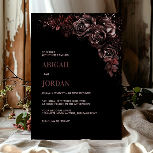 Moody Chocolade Bloemen Bruiloft Kaart