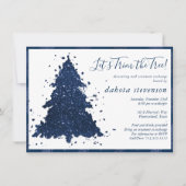 Moody Christmas | Classy Navy Blue Tree Trim Party Feestdagenkaart (Voorkant)