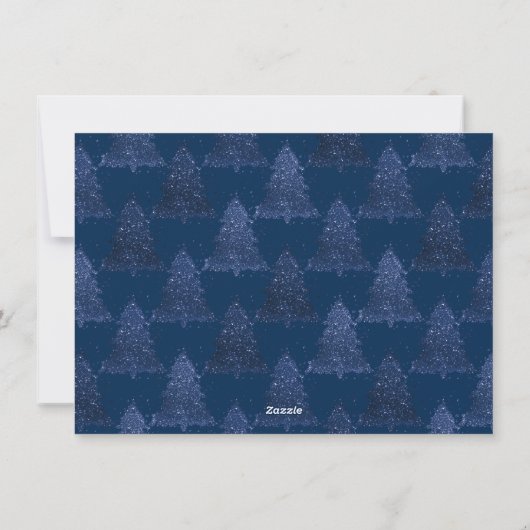Moody Christmas | Classy Navy Blue Tree Trim Party Feestdagenkaart (Achterkant)