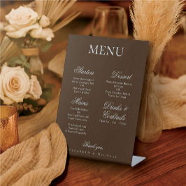 Moody Coffee Minimalist Boho Wedding Menu Reclamebord Met Voetstuk