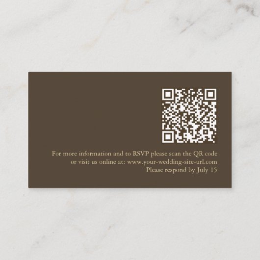 Moody Coffee Minimalist Boho Wedding RSVP Response Informatiekaartje (Achterkant)