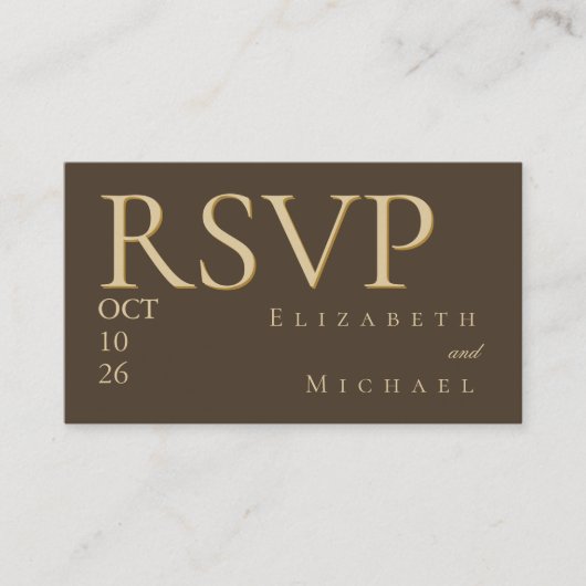 Moody Coffee Minimalist Boho Wedding RSVP Response Informatiekaartje (Voorkant)