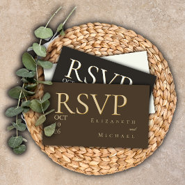 Moody Coffee Minimalist Boho Wedding RSVP Response Informatiekaartje