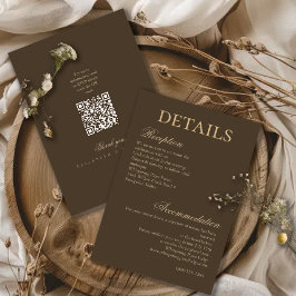 Moody Coffee Minimalist Script Wedding Details Informatiekaartje