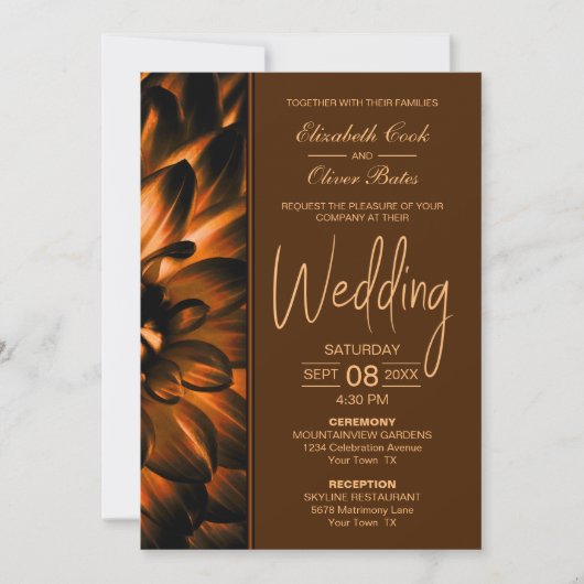 Moody Copper Floral Wedding Kaart (Voorkant)