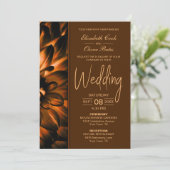 Moody Copper Floral Wedding Kaart (Staand voorkant)