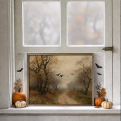 Moody Crows Autumn Path Vintage Bos Poster