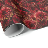 Moody Dahlia Bloemen Donkere Textuur Cadeaupapier (Rol Hoek)