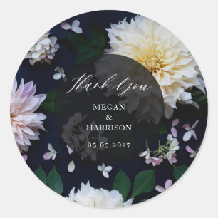 Moody Dahlia Floral Ronde Sticker