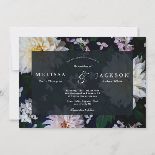 Moody Dahlia Floral Wedding Invitation Kaart
