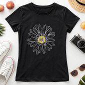 Moody Daisy Black; Minimalist Floral Summer  T-shirt